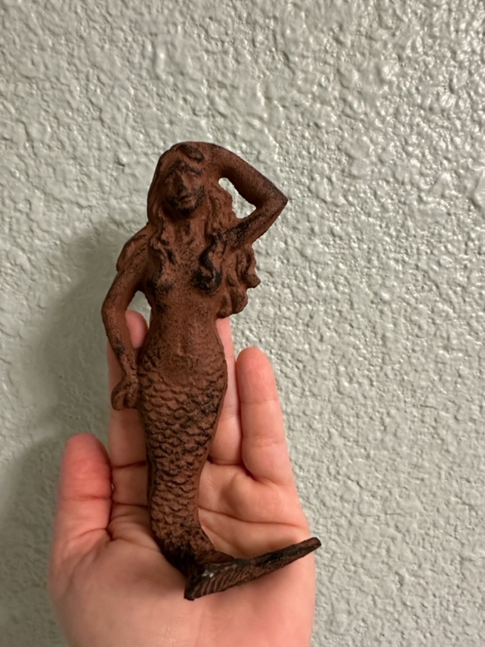 Rustic Cast Iron Mermaid Figurine